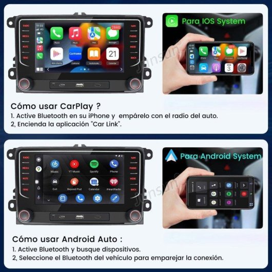 2 Din Autoradio JUNSUN Android 15 Carplay 64GB voor VW Golf Passat
