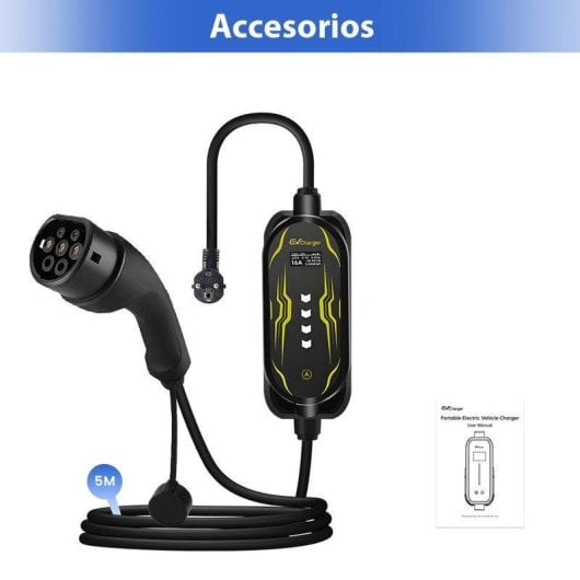 Chargeur EV portable JUNSUN 3,5kW 16A Type 2 câble 5m Schuko LCD App IP65