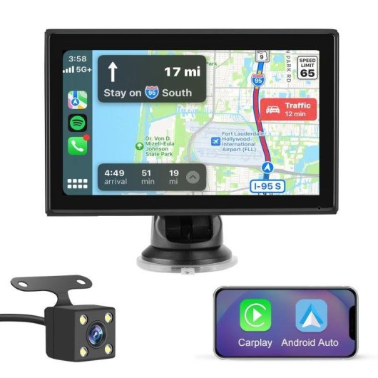 Autorradio portable JUNSUN 7 pouces CarPlay Android Auto Camera