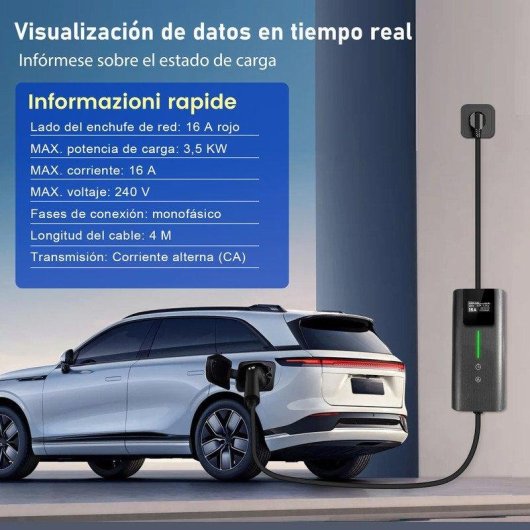 Chargeur EV Portatif JUNSUN 3,68 kW Type 2 4 m