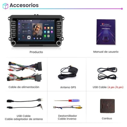 Autoradio Android CarPlay JUNSUN 2+64GB Golf 5