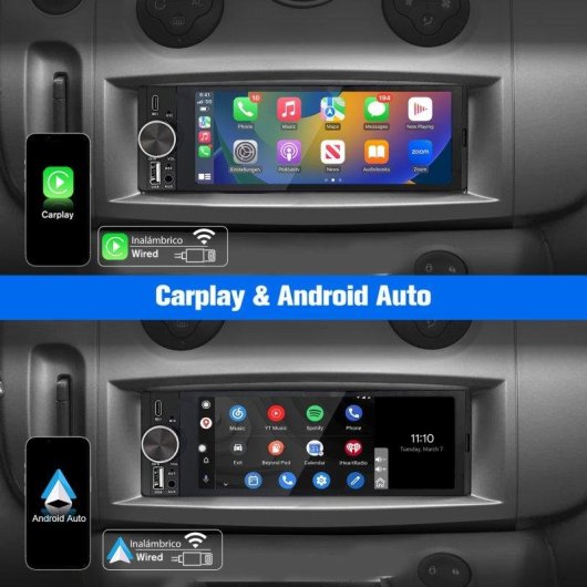 Autoradio JUNSUN 6,36 Pouces IPS HD CarPlay Android Auto Caméra