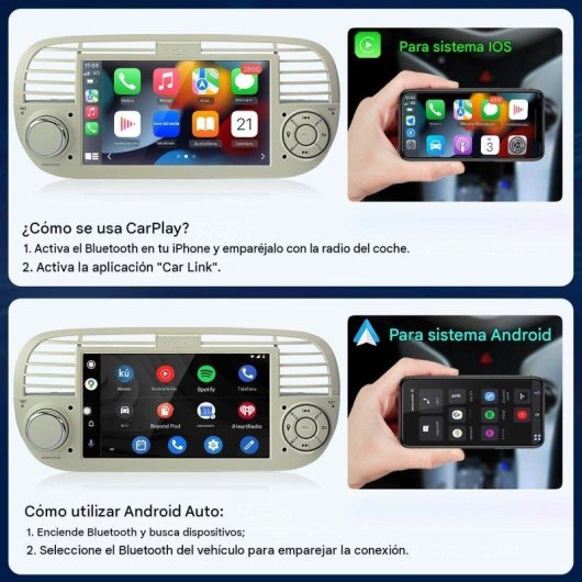 Autoradio JUNSUN Android 15 2+64gb CarPlay Android Auto Fiat 500