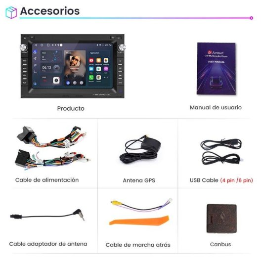 Autoradio JUNSUN Android15 2+32GB CarPlay Android Auto DAB+ Wifi