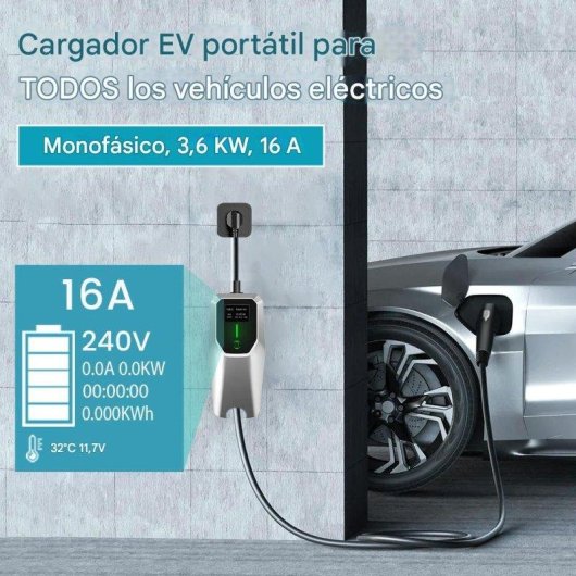 Ladegeraet EV JUNSUN Typ 2 3,5 kW 16 A Tragbar