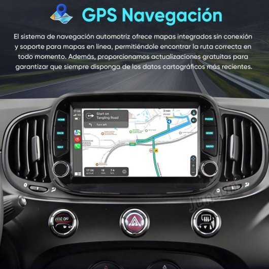 Autoradio JUNSUN Android 15 2+64GB pour Fiat 500 avec Carplay Wi-Fi