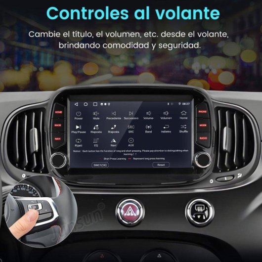 Autoradio JUNSUN Android 15 2+64GB pour Fiat 500 avec Carplay Wi-Fi