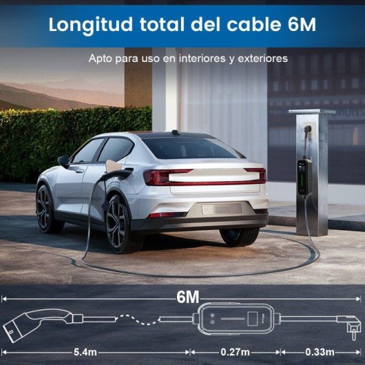 Cargador portátil para coche eléctrico Tipo 2 JUNSUN 3,5 kW 6 m
