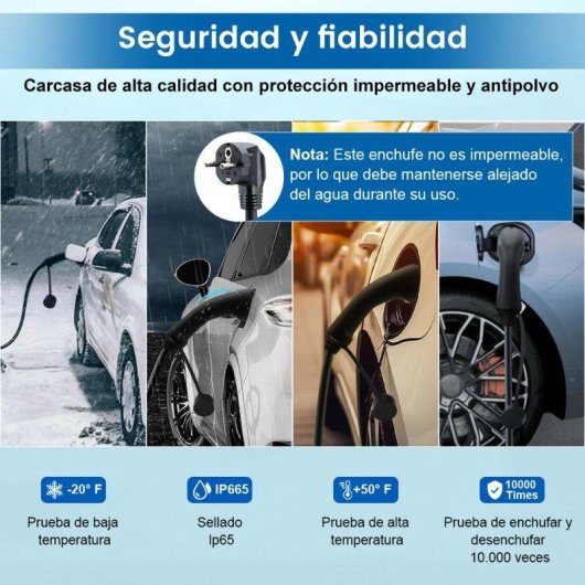 Cargador portátil para coche eléctrico Tipo 2 JUNSUN 3,5 kW 6 m