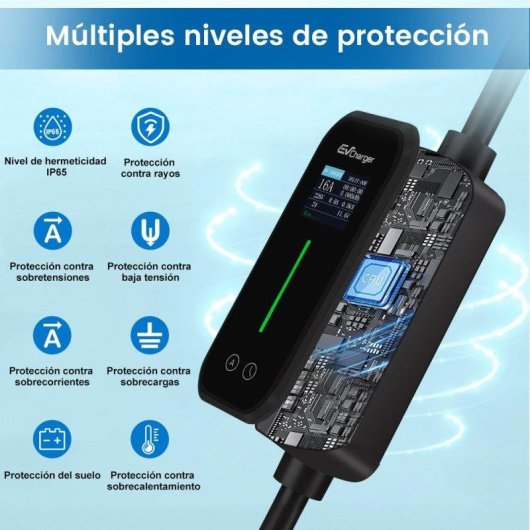 Cargador portátil para coche eléctrico Tipo 2 JUNSUN 3,5 kW 6 m