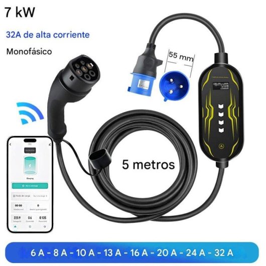 Chargeur VE Portable JUNSUN 3,5/7 kW WiFi App