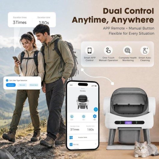 Caixa de areia autolimpante GTPLAYER 10 L App