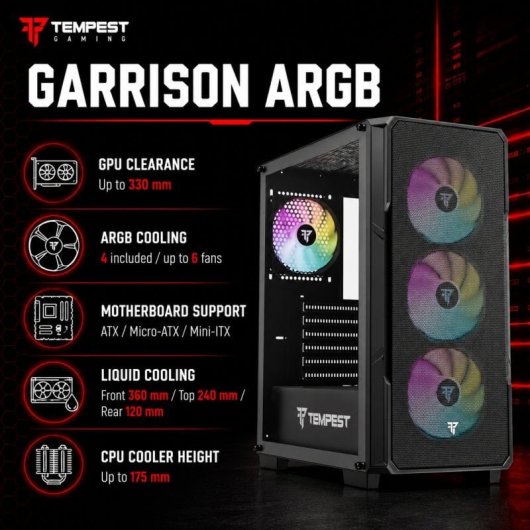 Tempest Garrison ARGB ATX Cristal Templado USB 3.0 Negra Harry Potter Patronum