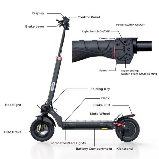Patinete eléctrico iScooter iX4 800W Autonomía 45km Ruedas 10" Off-road Negro