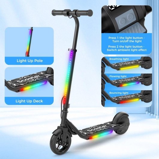 Patinete eléctrico iScooter K2Pro 150W Autonomía 9km Doble freno LED Niños