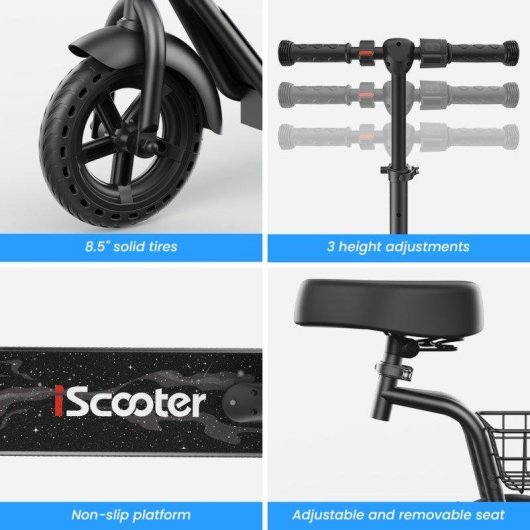 Patinete électrique iScooter iK7 250W Autonomie 15km Roues pleines 8,5 pouces