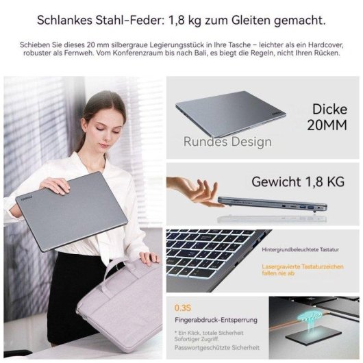 Ordinateur portable Ninkear A15 Pro 16 pouces AMD Ryzen 5 5500U 1 To SSD 16 Go QHD Radeon Graphics Windows 11