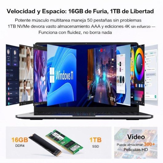 Ordinateur portable Ninkear A15 Pro 16 pouces AMD Ryzen 5 5500U 1 To SSD 16 Go QHD Radeon Graphics Windows 11
