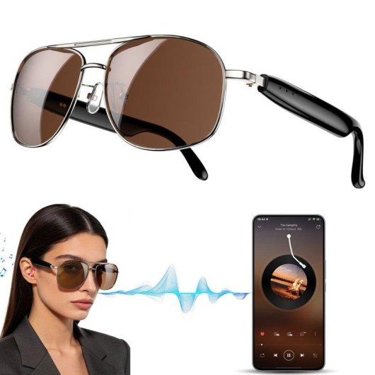 Blackview D1pro Lunettes intelligentes Bluetooth 6.0 Contrôle tactile Argent
