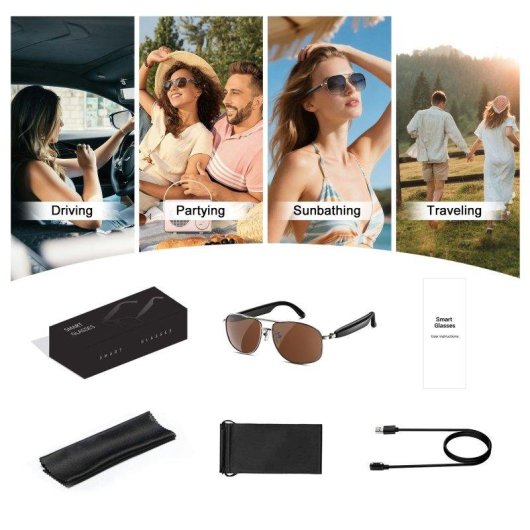 Blackview D1pro Lunettes intelligentes Bluetooth 6.0 Contrôle tactile Argent