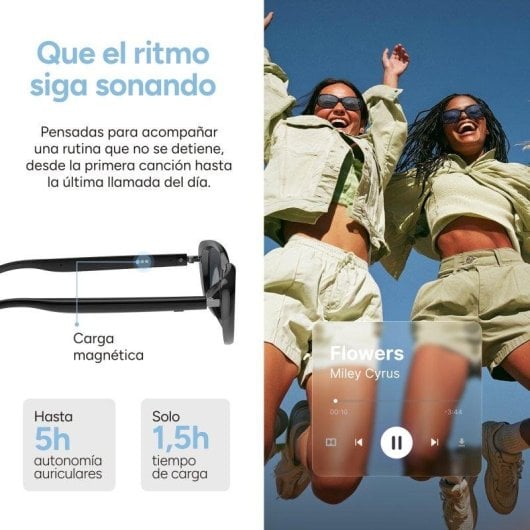 Ksix Sonance Gafas Inteligentes Altavoces Open-ear Llamadas UV400 Negro