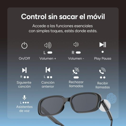 Ksix Sonance Gafas Inteligentes Altavoces Open-ear Llamadas UV400 Negro