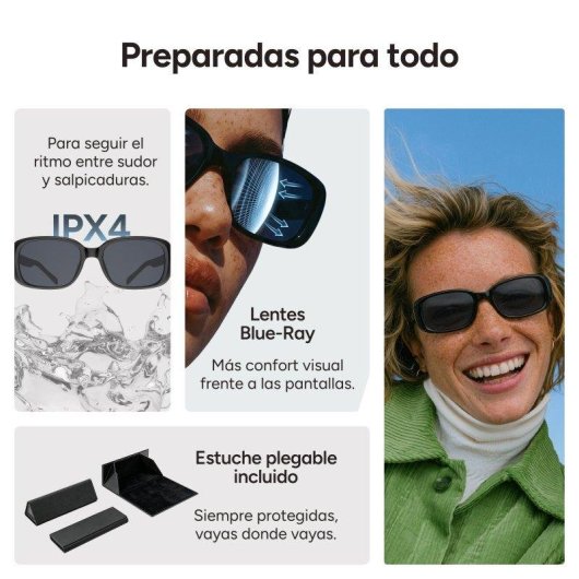 Ksix Sonance Gafas Inteligentes Altavoces Open-ear Llamadas UV400 Negro
