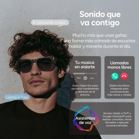 Ksix Vibra Gafas Inteligentes Altavoces Open-ear Llamadas UV400 Negro