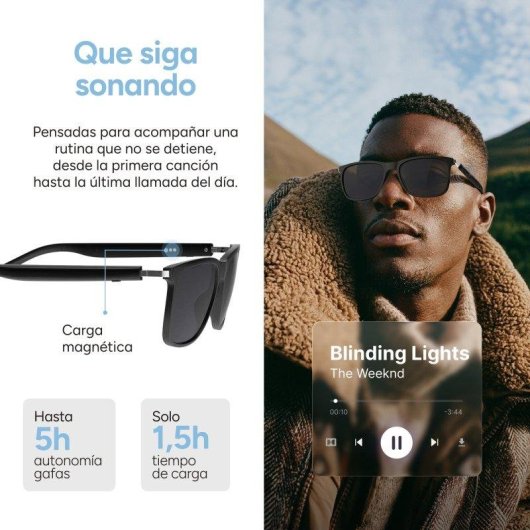 Ksix Vibra Gafas Inteligentes Altavoces Open-ear Llamadas UV400 Negro