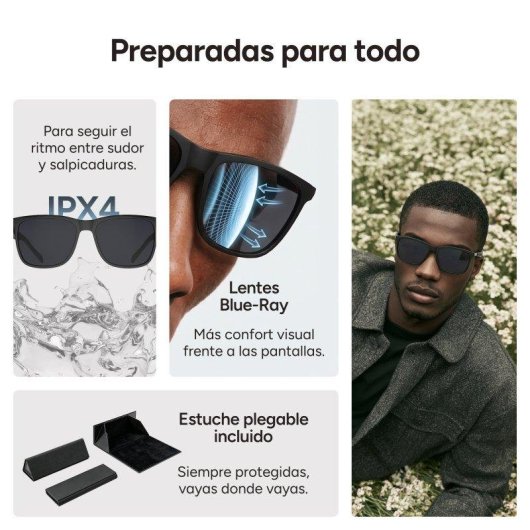 Ksix Vibra Gafas Inteligentes Altavoces Open-ear Llamadas UV400 Negro