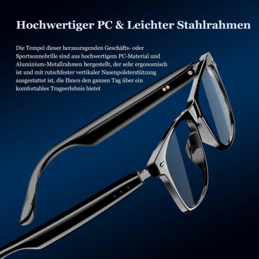 Blackview D1 Lunettes intelligentes Bluetooth Polarized Haut-parleurs Filtre lumière bleue Noires