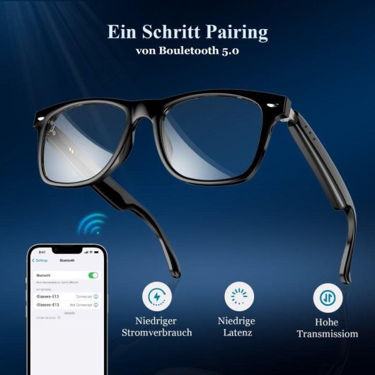 Blackview D1 Lunettes intelligentes Bluetooth Polarized Haut-parleurs Filtre lumière bleue Noires