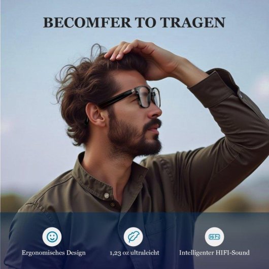 Blackview D1 Lunettes intelligentes Bluetooth Polarized Haut-parleurs Filtre lumière bleue Noires