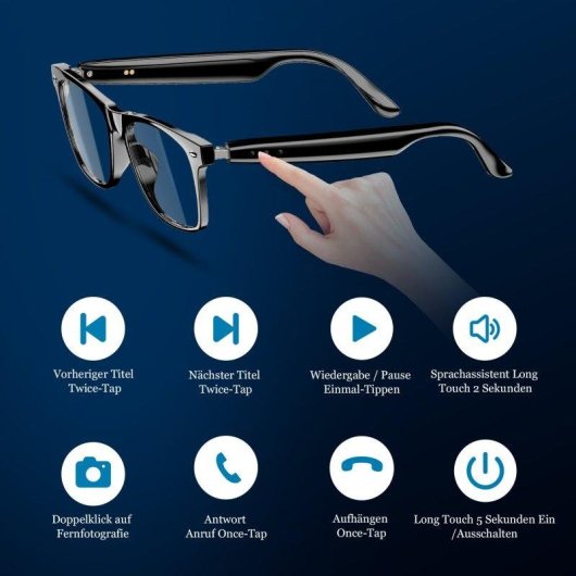 Blackview D1 Lunettes intelligentes Bluetooth Polarized Haut-parleurs Filtre lumière bleue Noires