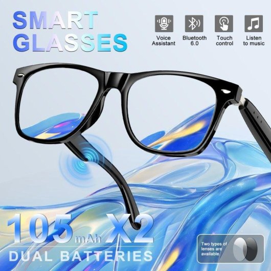 Blackview D1 Lunettes intelligentes Bluetooth Polarized Haut-parleurs Filtre lumière bleue Noires