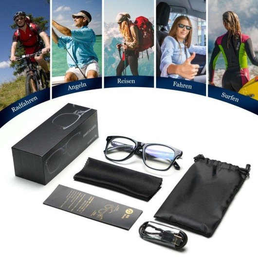 Blackview D1 Lunettes intelligentes Bluetooth Polarized Haut-parleurs Filtre lumière bleue Noires