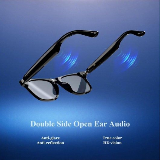 Blackview D1 Lunettes intelligentes Bluetooth Haut-parleurs Contrôle vocal UV Protection Noires