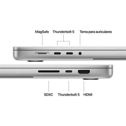 Apple MacBook Pro 16" Apple M5 Pro CPU de 18 núcleos 64GB 2TB SSD Apple GPU 20 núcleos macOS Plata Vidrio nanotexturizado + Cargador 140W