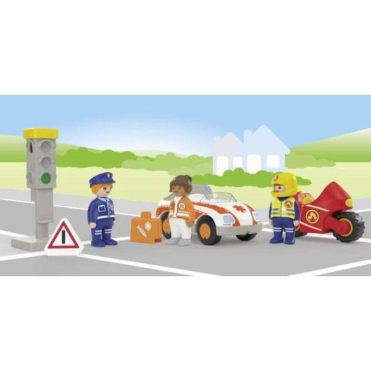Brinquedo Playmobil 71692 Heros Do Quotidiano Veiculos de Resgate e 3 Figuras