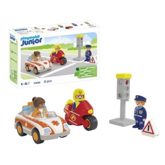 Brinquedo Playmobil 71692 Heros Do Quotidiano Veiculos de Resgate e 3 Figuras