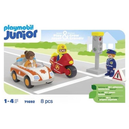 Brinquedo Playmobil 71692 Heros Do Quotidiano Veiculos de Resgate e 3 Figuras