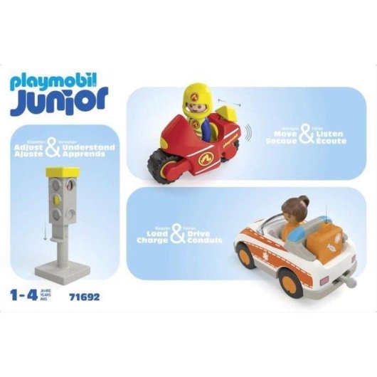Brinquedo Playmobil 71692 Heros Do Quotidiano Veiculos de Resgate e 3 Figuras