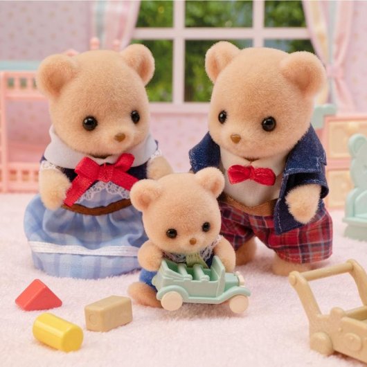 Muñeca Sylvanian Families Biscuit Bear Family Set 3 Figuras Articuladas