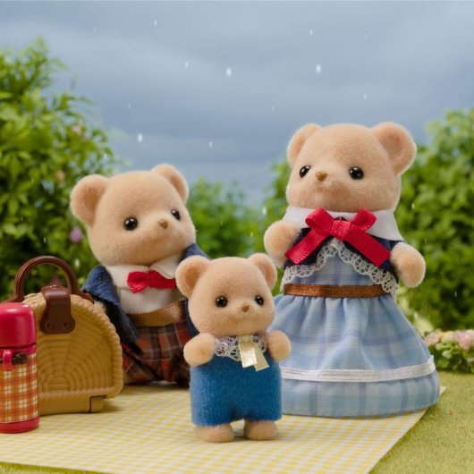 Muñeca Sylvanian Families Biscuit Bear Family Set 3 Figuras Articuladas