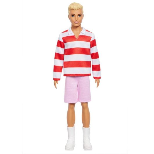 Ken Fashionistas Barbie Puppe mit gestreiftem Polo rot weiss
