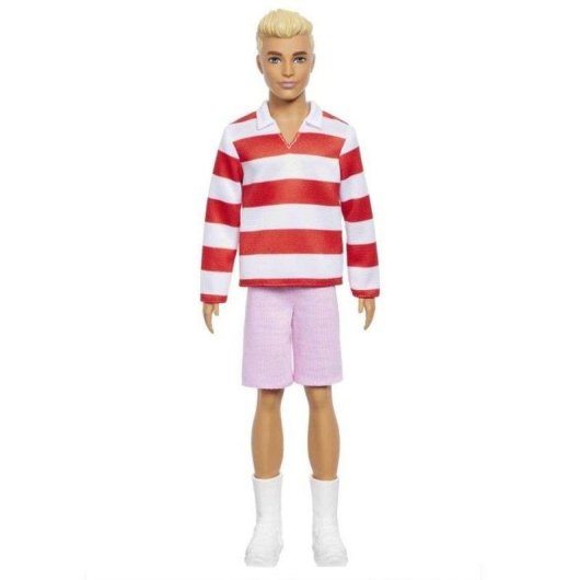 Ken Fashionistas Barbie Puppe mit gestreiftem Polo rot weiss