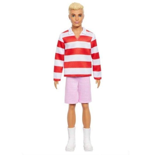 Ken Fashionistas Barbie Puppe mit gestreiftem Polo rot weiss