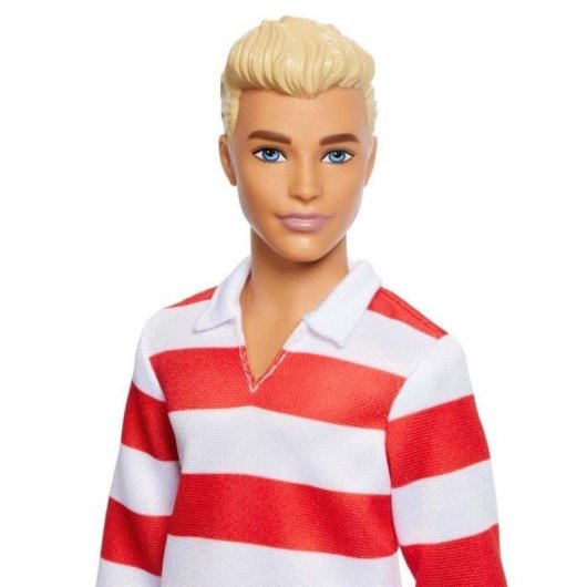 Ken Fashionistas Barbie Puppe mit gestreiftem Polo rot weiss