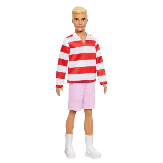 Ken Fashionistas Barbie Puppe mit gestreiftem Polo rot weiss