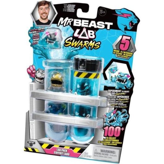Figura Miniatura Moose Toys Mrbeast Lab Swarms Pack 5 Cápsulas
